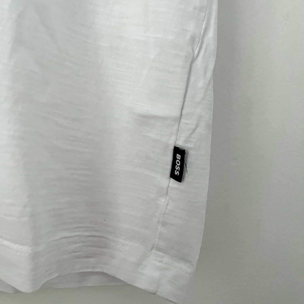 Boss White V-Neck Shirt In Mercerized Cotton - Picture 9 of 9
